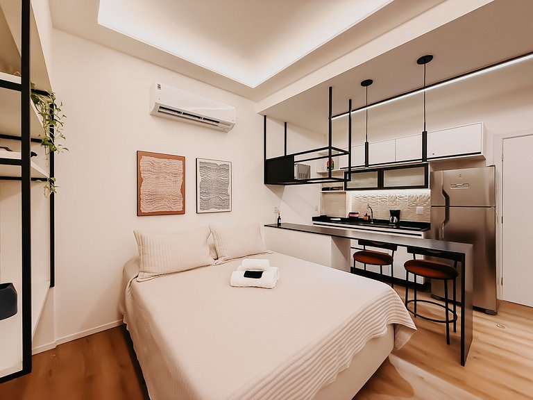 Studio moderno para 4 pessoas c/cozinha completa