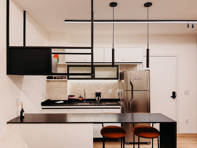 Studio moderno para 4 pessoas c/cozinha completa